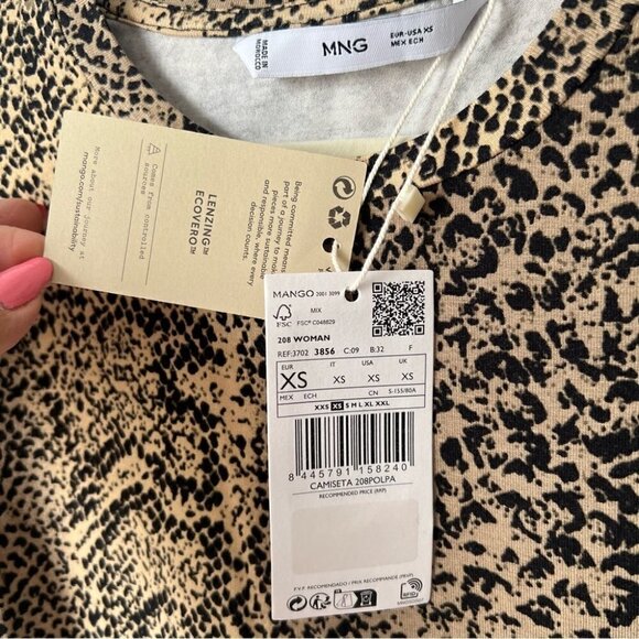 Nwt - Mango, Women’s Printed Long Sleeve T-Shirt. Size : Xs. - Picture 4 of 12